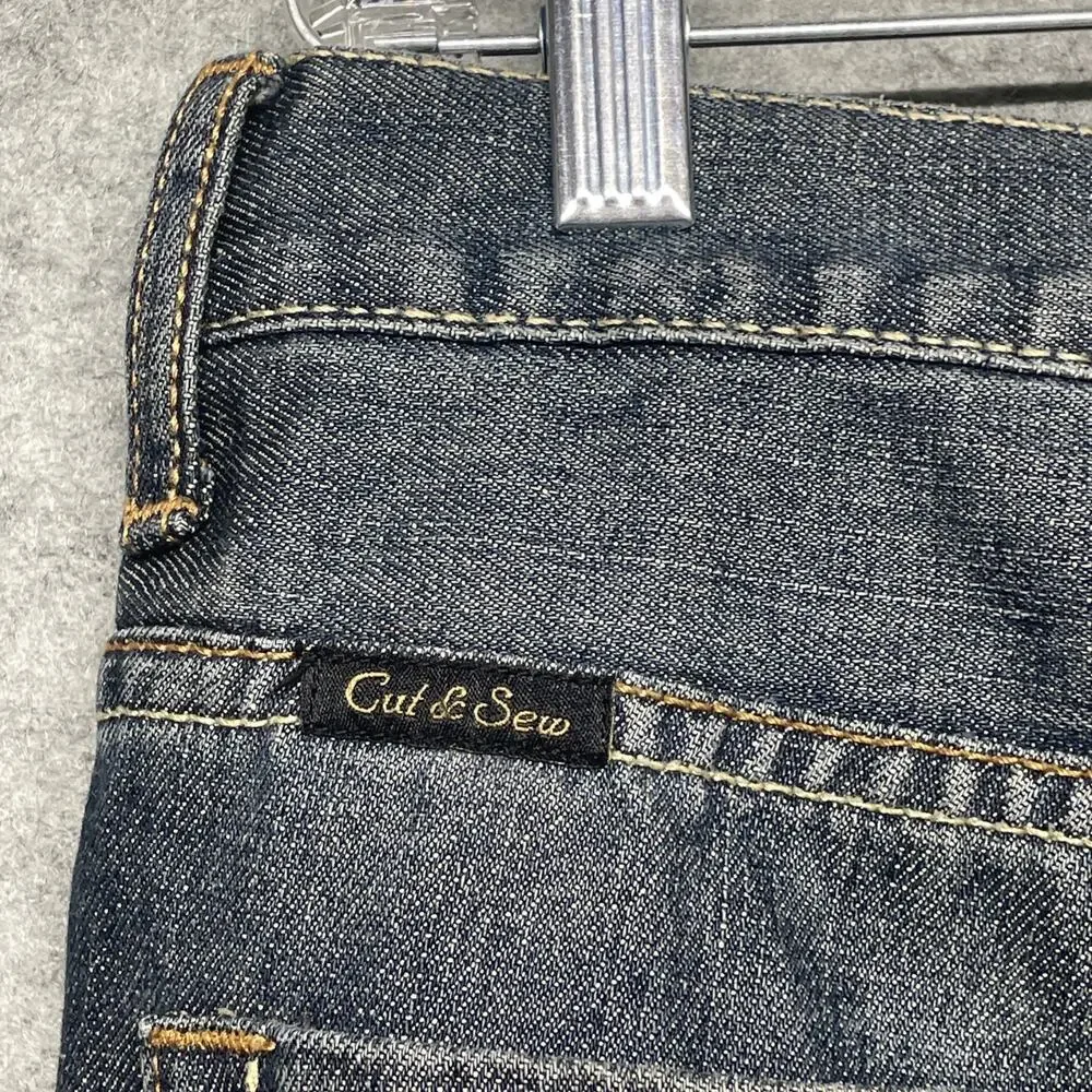 Marc Ecko Jeans Mens Boot Cut Fits 36x27 Med Wash Faded Cowboy Baggy Y2K Cut Sew
